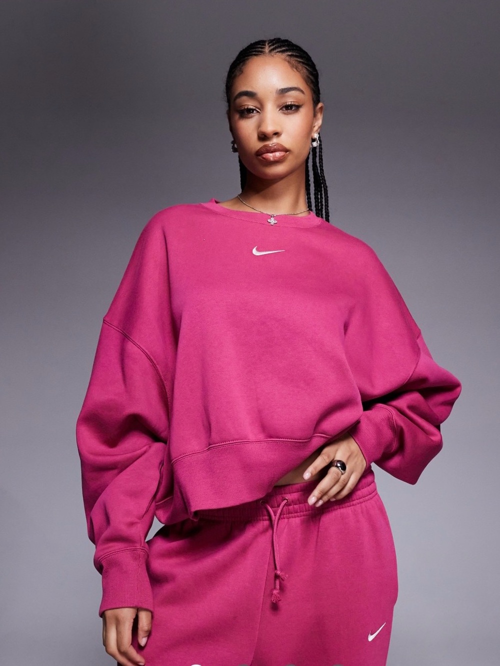 Nike Phoenix Oversized Cropped Crew-Neck Sweatshirt | Size 2XL